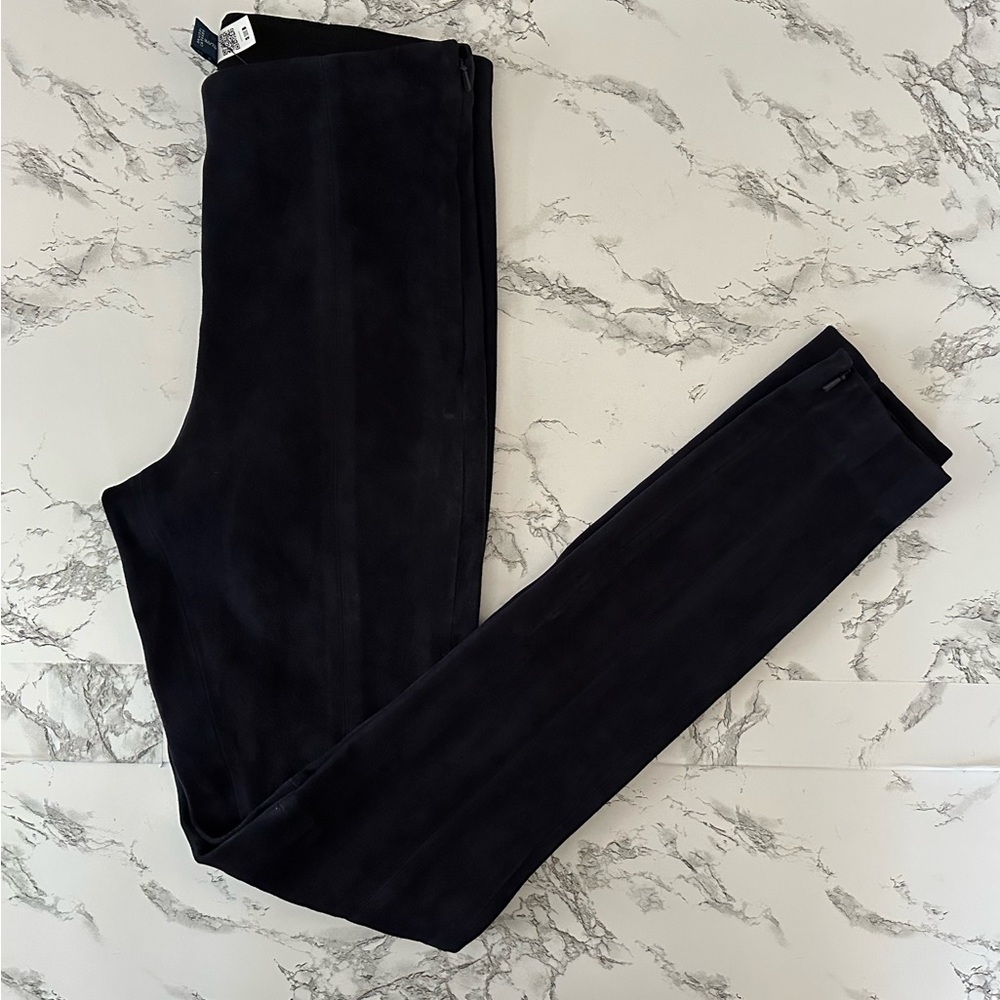 Polo Ralph Lauren Lambskin Suede Zip Legging Pants Navy Blue Women’s Size Small